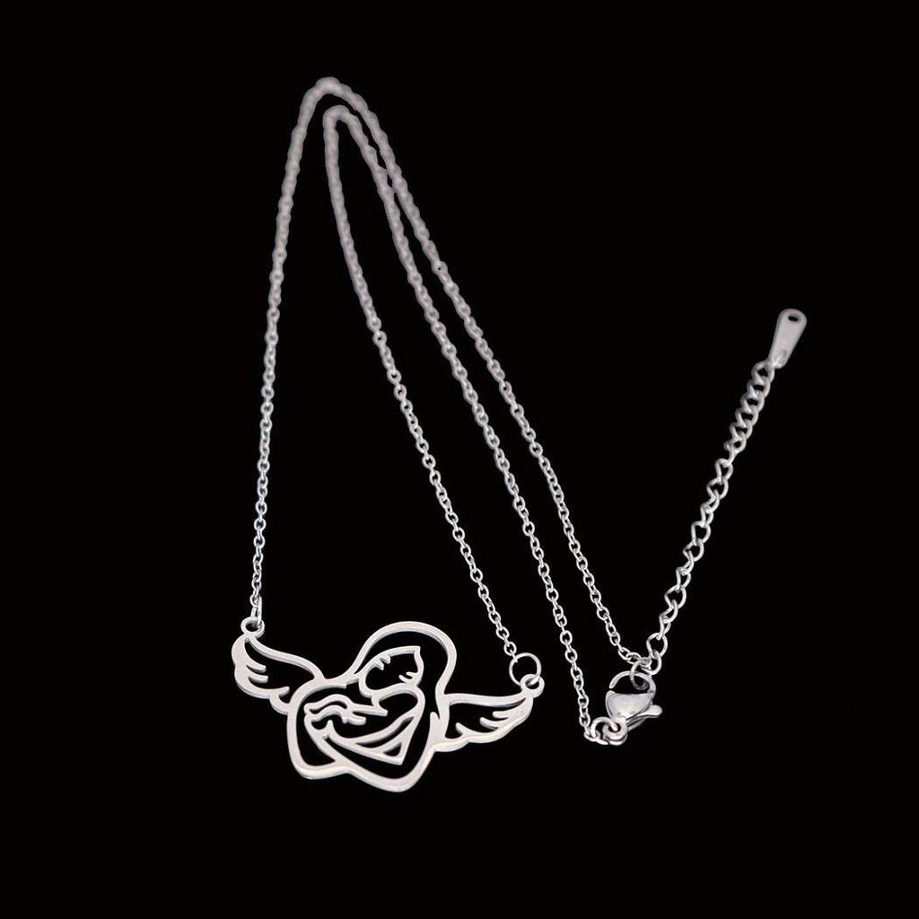 Stainless Steel Mother & Child Pendant Necklace - Fade-Resistant Mother's Day Clavicle Chain