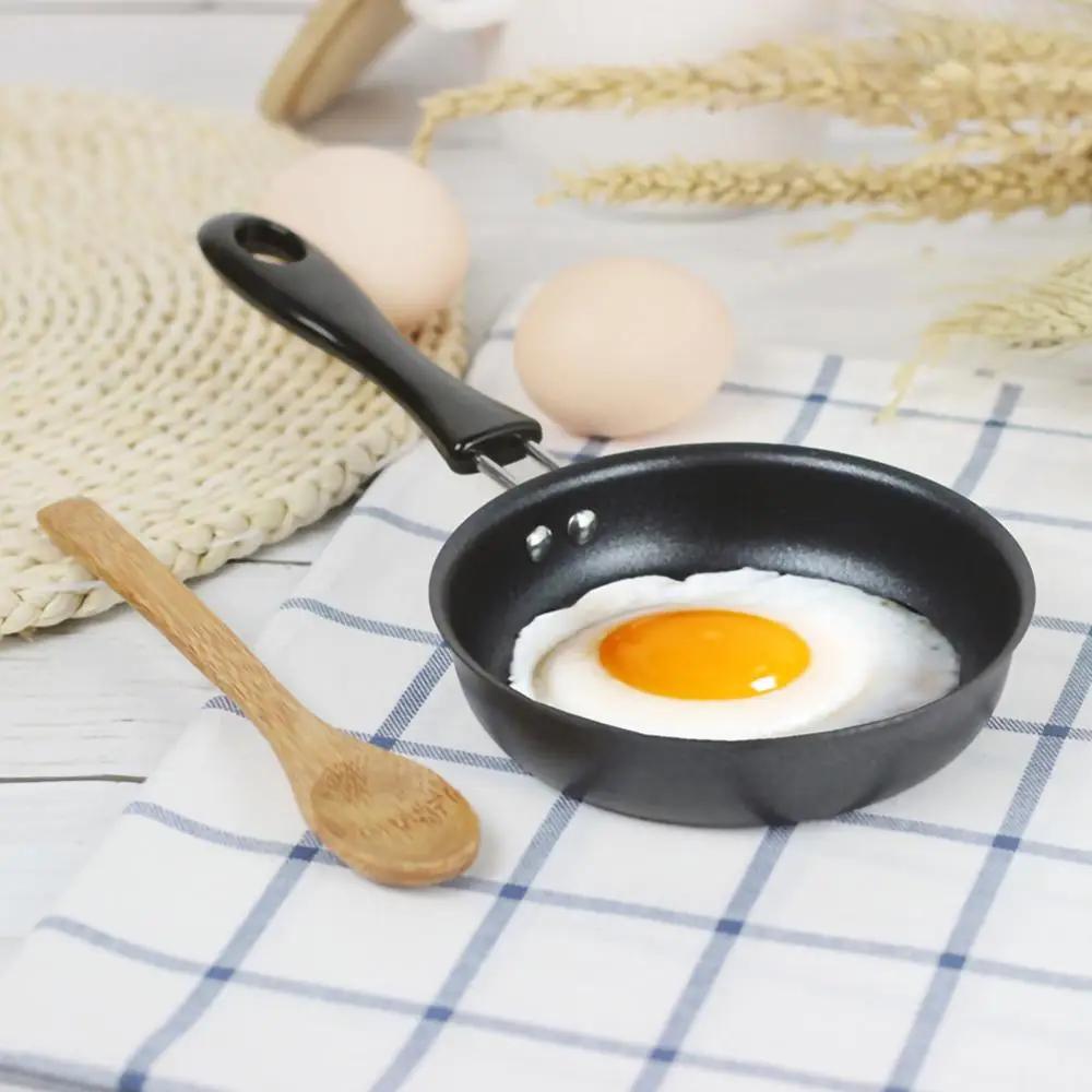 Mini Frying Pan Poached Portable Egg Household Small Kitchen Cooker Cookware 12cm Nonstick Iron Skillet with Anti-scald Handle