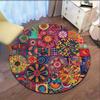 Round Ethnic Patchwork Print Rug Non-slip Floor Mat for Bedroom Living Room  Room Home Decoration