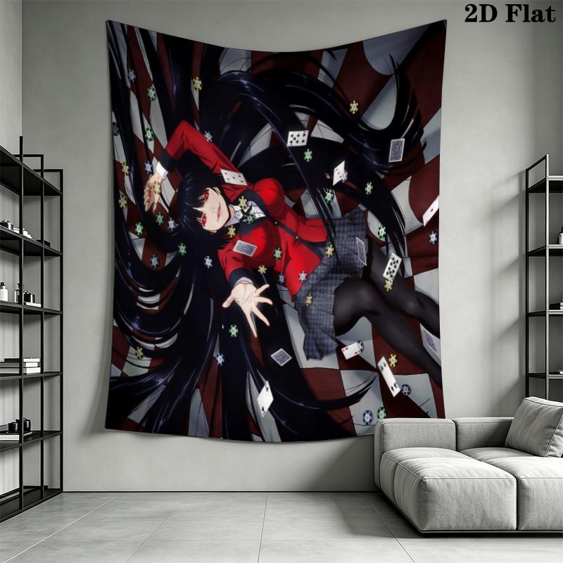 Kakegurui Wall Tapestry Aesthetic Wall Hanging Printed Fabric Blanket Decorative Tapestries for Bedroom Living Room Home Decor