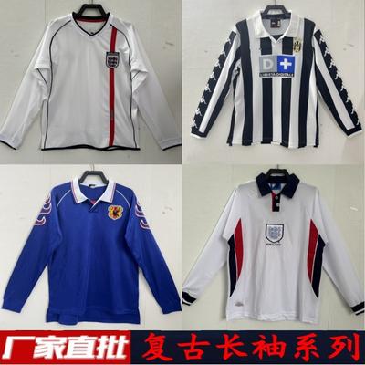 Vintage futbalový dres s dlhým rukávom pre mužov, dospelých, retro sezóna, domáci, vonkajší, futbalové tričko
