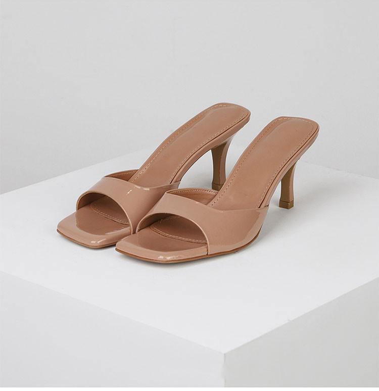

Summer 2026 Women s Square Toe Stiletto Sandals - Outdoor British Style, Large Size, Patent Leather 42 верблюд