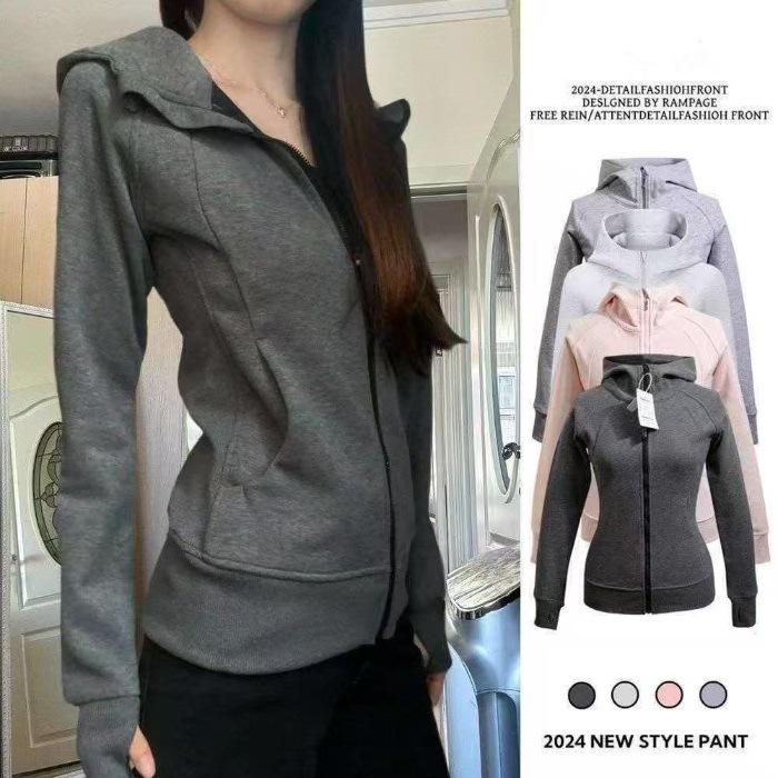 Milk Fufu Korean Style Slim Fit Long Sleeve Women's Hoodie Jacket