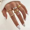 Cross Leaf Ring, Pearl Sun Moon Ring Set For Women