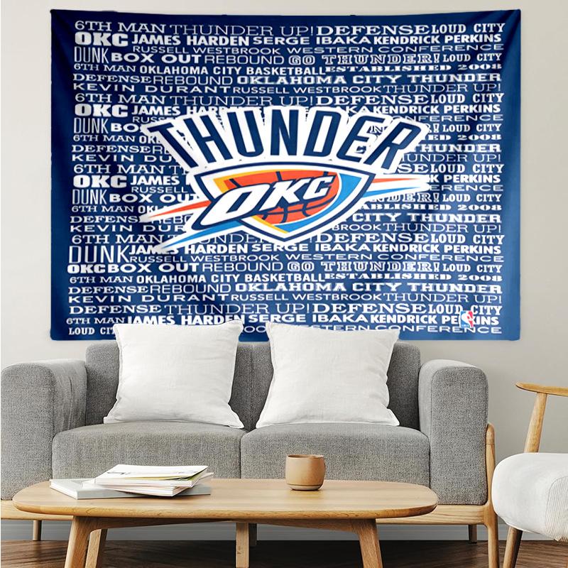 1PC Thunder Basketball Team Quick-Dry Tapestry, Unique Design Tapestry, Suitable for Bedroom,Livingroom, Playroom,Heartwarming Holiday Gifts