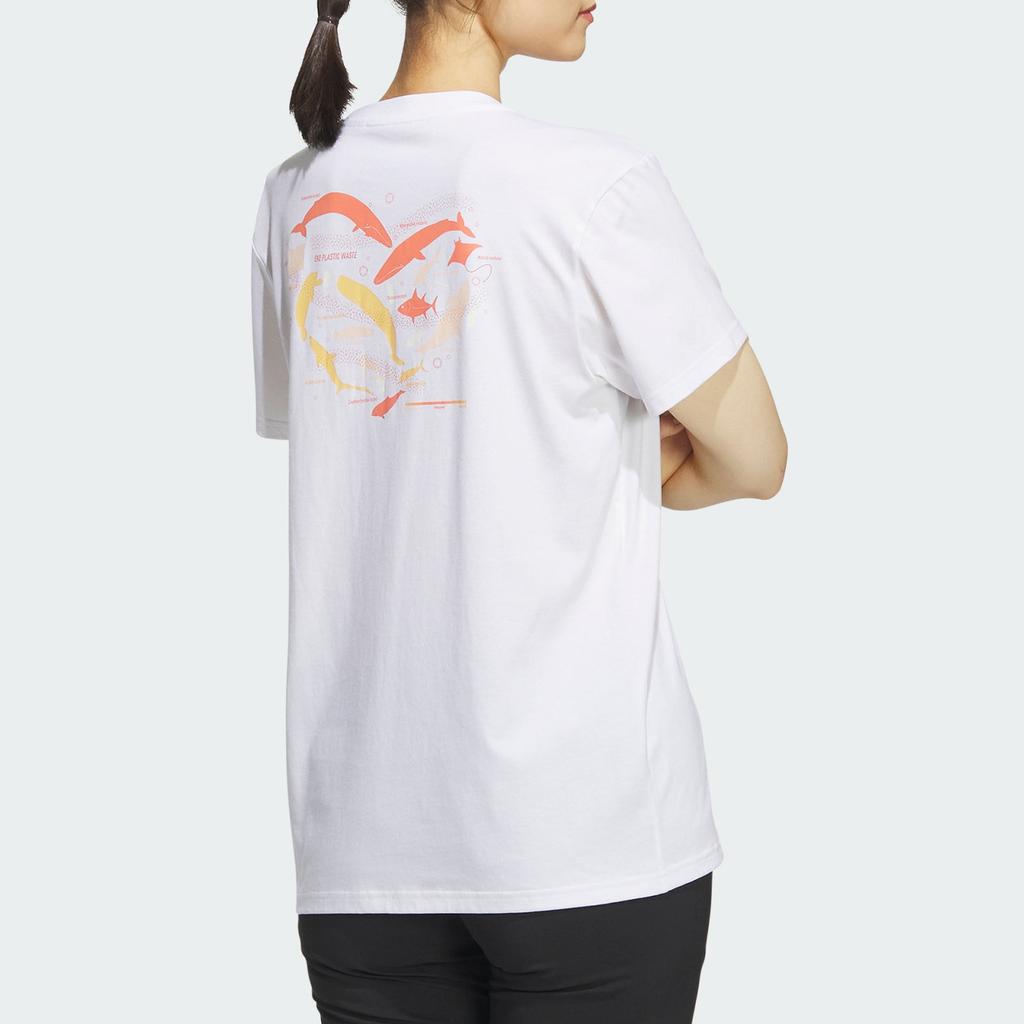 Adidas Short Sleeve Outdoor Ocean Tee With Fish Print Women Tops White IU1284