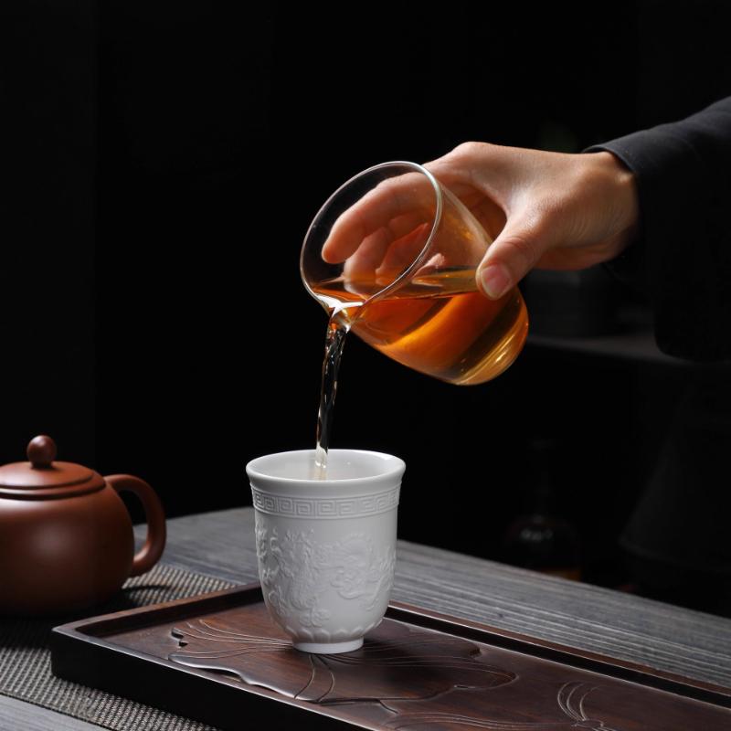 White Porcelain Mutton Fat Jade Master Tea Cup Handmade Chinese Gongfu Teaware for Personal Use Ceremony and Gift