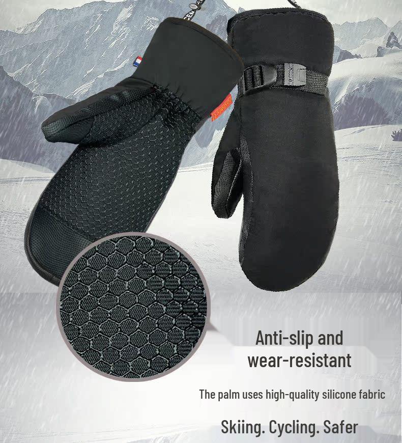 Real Down Winter Touchscreen Ski Gloves for Men & Women – Non-slip, Windproof, Thickened for Warmth.