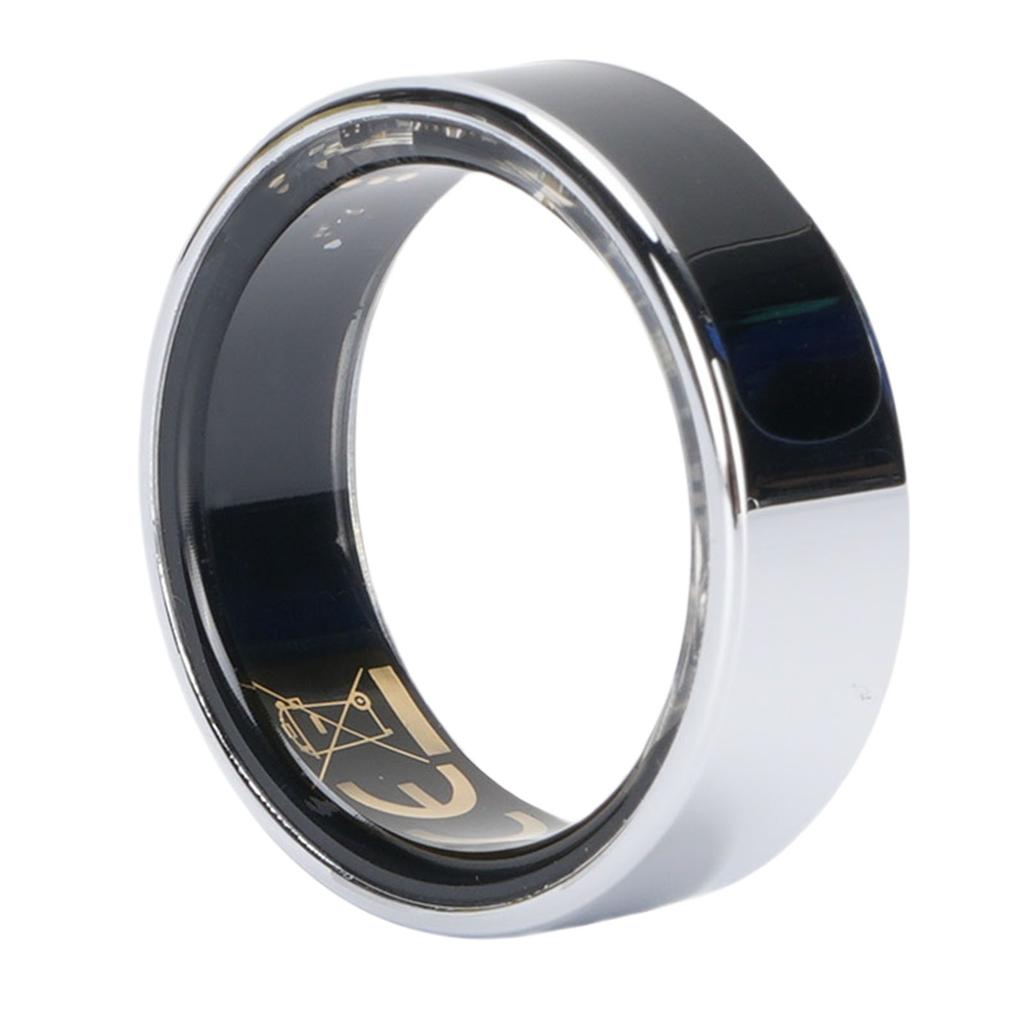 Smart Ring with Display Screen Gesture Control Fitness Ring Step Counter Multiple Sports Modes Silver Size 8 (18.2mm