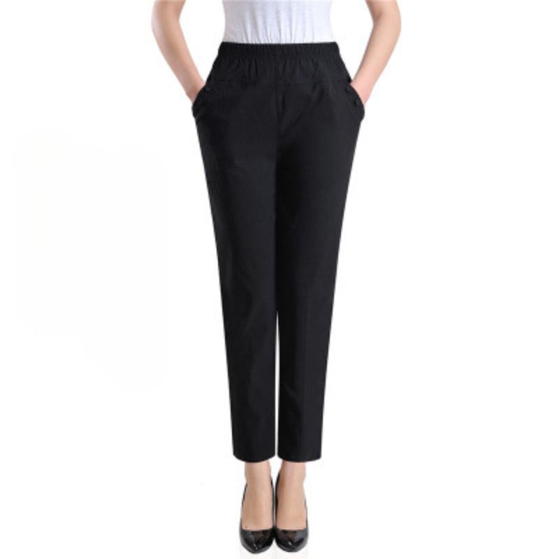 Spring Summer Cotton and Linen Plus Size Women's Pants High Waist  Stretch  Loose Straight-leg Pants