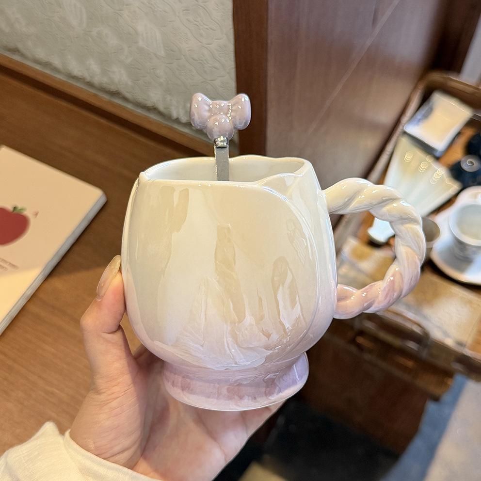 Flower Mug Ins High-value Girl's Heart Ceramic Cup Exquisite Water Cup Couple Home Coffee Breakfast Cup