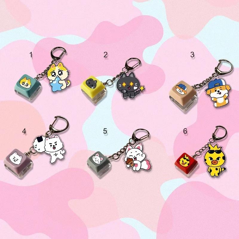 Idol Acrylic Keychain Button Clicker Fidget Stress Relief Bag Charm Keyring Portable Gift