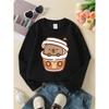 European Sizes Kids' Crewneck Sweatshirt - Bear Face Cup with Chinese Character , Sportswear And Casual Wear, Soft And Comfortable