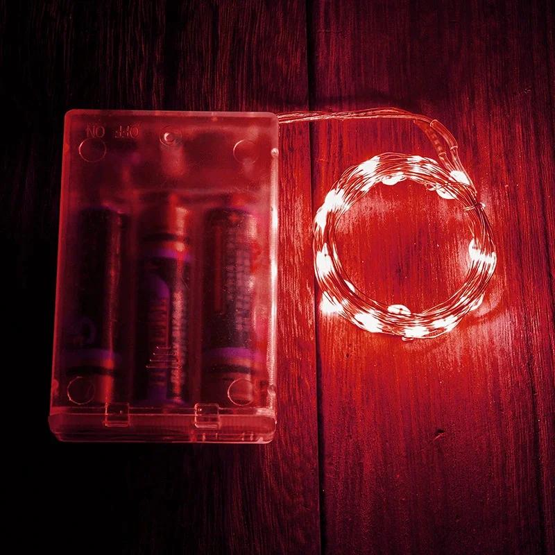 

Festoon Battery Box Silver Wire LED Light String Wedding Fairy Garland for Outdoor Garden Holiday Party Home Room Decoration 2M 20LEDs