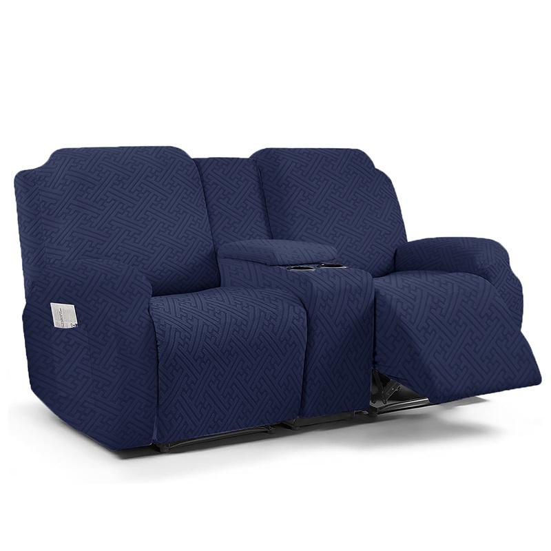 

Jacquard Split Recliner Armchair Cover with Cup Holder 2Seater Reclining Slipcover Console Cover Stretch Relax Couch Cover Decor