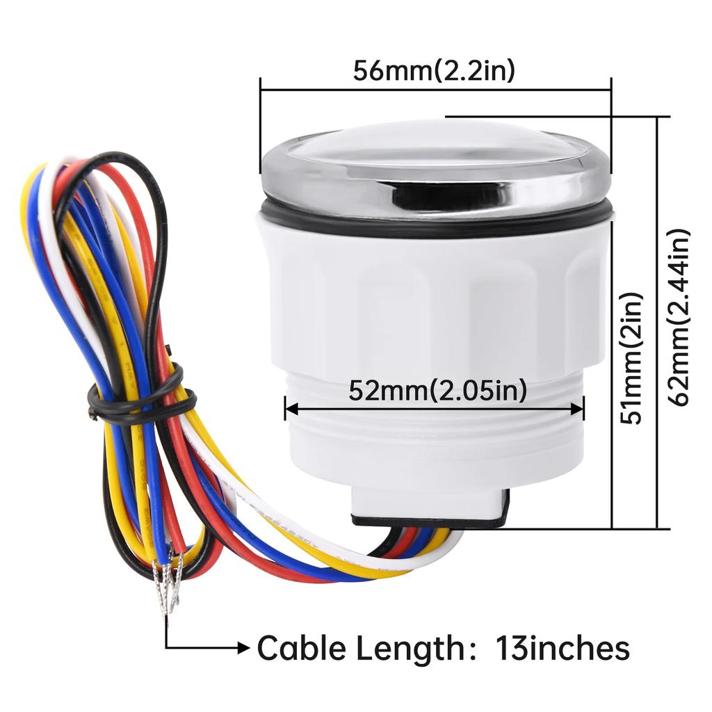 2" 52mm Tachometer 7 Color Backlight Tach Car Gauge Waterproof Digital LCD Hour Meter for Universal 12V24V Car Marine Boat Yacht