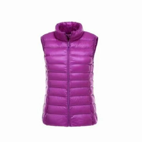Women s 2024 Lightweight Stand Collar Down Vest - Short, Off-Season Jacket for Middle-Aged & Elderly Large фиолетовый