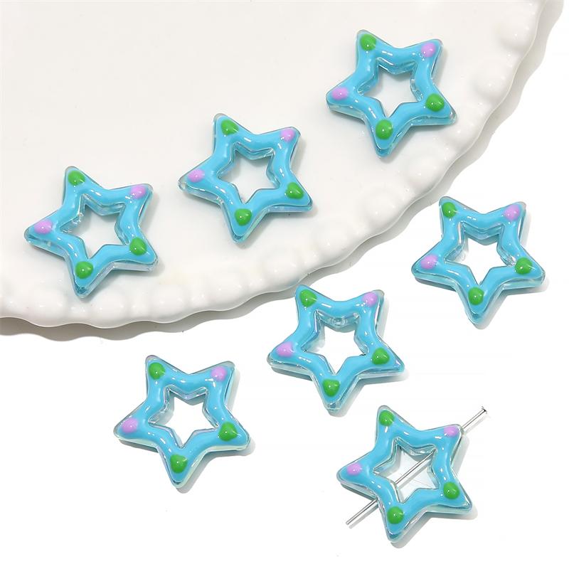 

Акриловые капли масла, ручная роспись, пустые бусины-пентаграммы для DIY ожерелья, браслета, серьг, изготовления ювелирных изделий синий