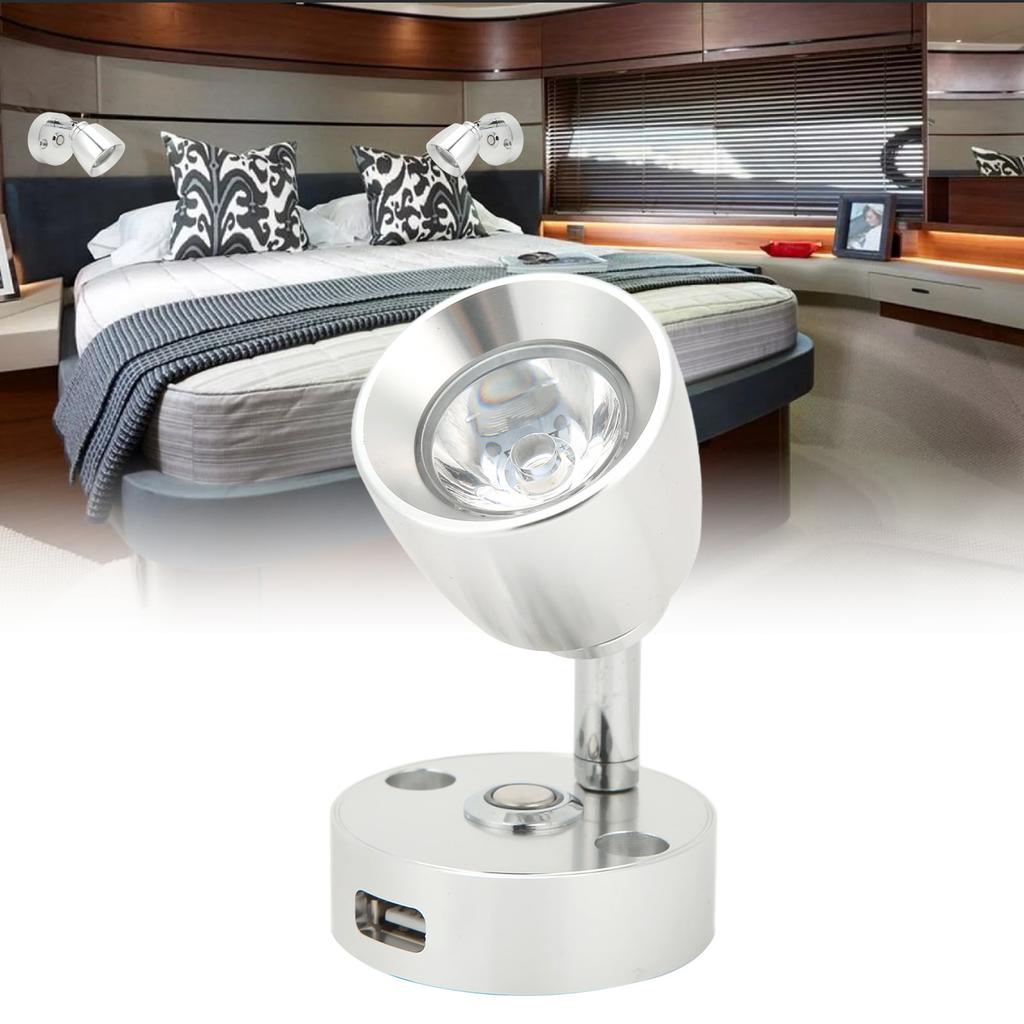 RV LED Rding Light Press Dimming   USB Port Wall Mount Car Interior Light for     Boat