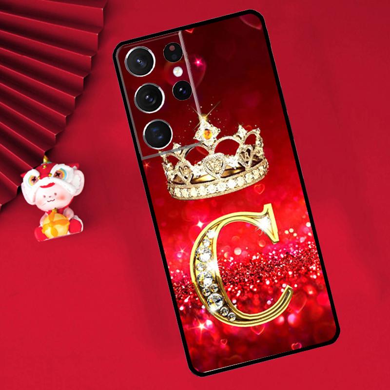 

Red Diamonds Letter Case For Samsung Galaxy S25 S26 Ultra S21 S22 S20 S23 S24 Ultra Plus S10 S25 FE Cover Funda Galaxy S21