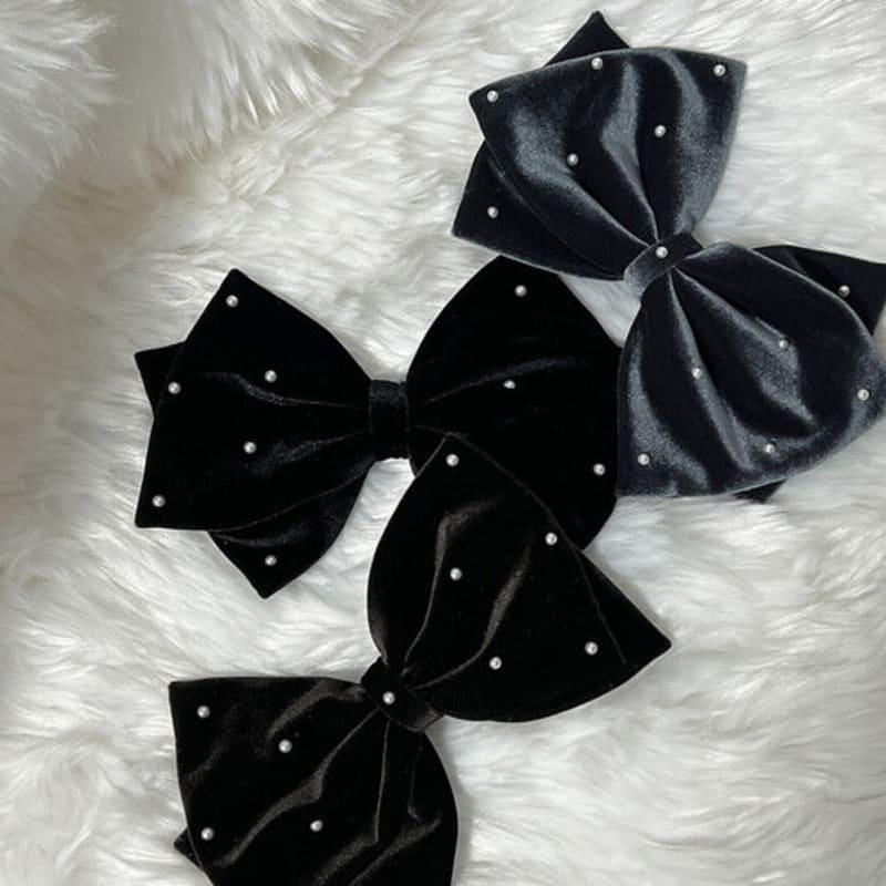 Mosxe (Pealr T) Big Velvet Ribbon Pin (3color)