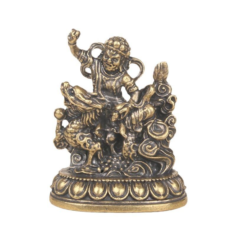 Vintage Brass White Of Desktop Ornament Buddha Statue Five-Way God Of Wealth Tibetan Style Bronze Sculpture C