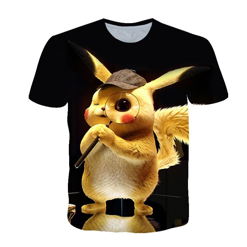 HerSight Zomer Anime 3D Geprint Los Modieus Comfortabel Los Casual Ronde Hals Heren T-shirt met Korte Mouwen L zwart