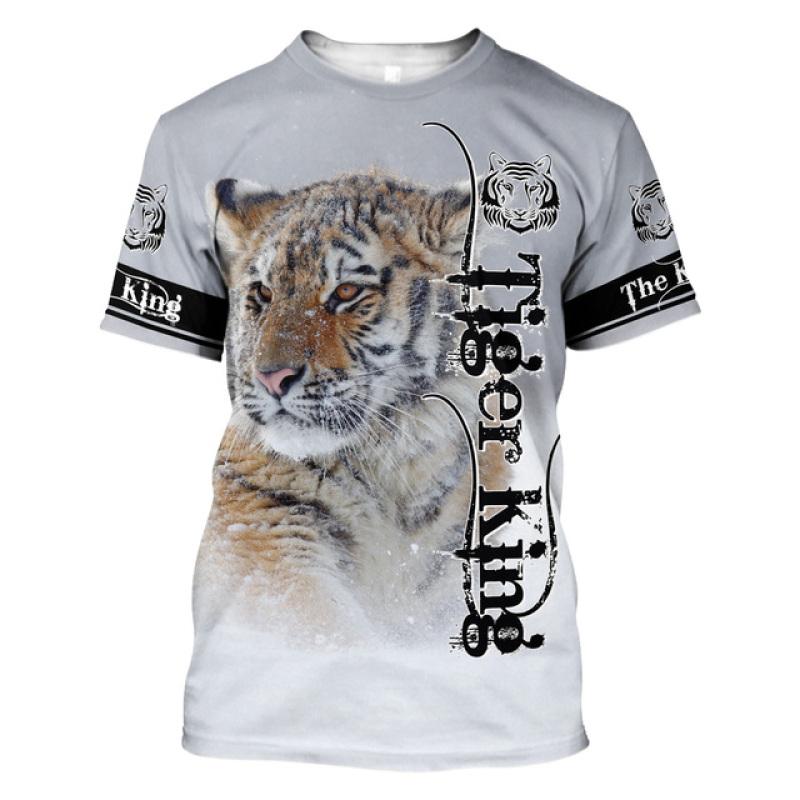 3D Tiger Print T Shirt Für Männer Boutique Tier Grafik T-Shirts Sommer Trend Harajuku Übergroßen Kurzarm Freizeit Oansatz Tops