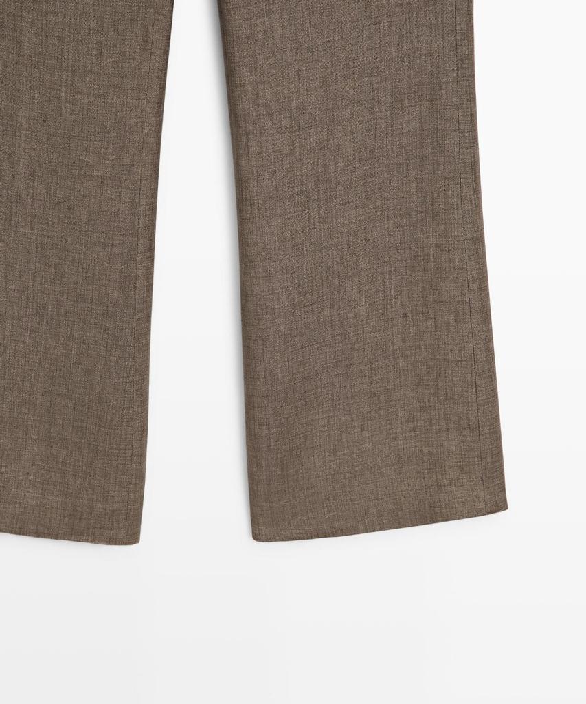 Masimodutti Linen Crop Kick Flare Pants