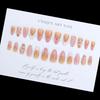 Pink French Tip Press on Nails Medium Almond Fake Nails with 3D Flower Designs Glossy Acrylic False Nails Golden Bead Artificial Glue on Nail
