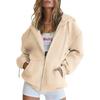 2025 Unisex Fleece Hooded Cardigan Sweatshirt - Solid Color Sports Top for Autumn/Winter