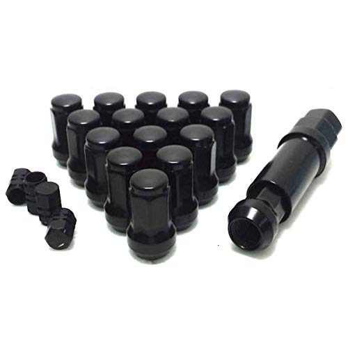 [STS MICHIKO] External 7-sided Lock Nut for Toyota, Honda, Mitsubishi, M12 Thread Pitch 1.5 Adapter with Air Valve Cap, 60° Taper Seat, Anti-thef