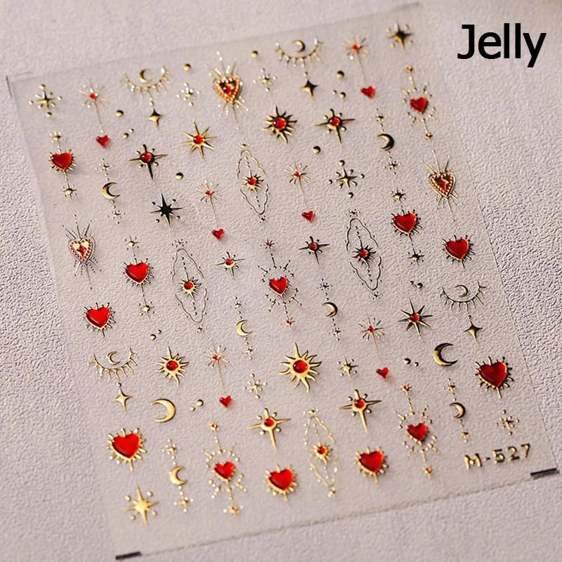 5D Bronzing Star Nail Art Stickers 1pcs Luxury Diamond Gold Sliver Laser Pentacle Self Adhesive Nail Decorations Slider Decals
