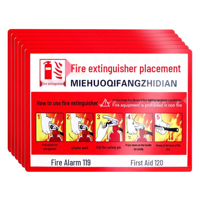 Fire Extinguisher Placement Point PVC Safety Sign (5-Pack) 5 Sheets
