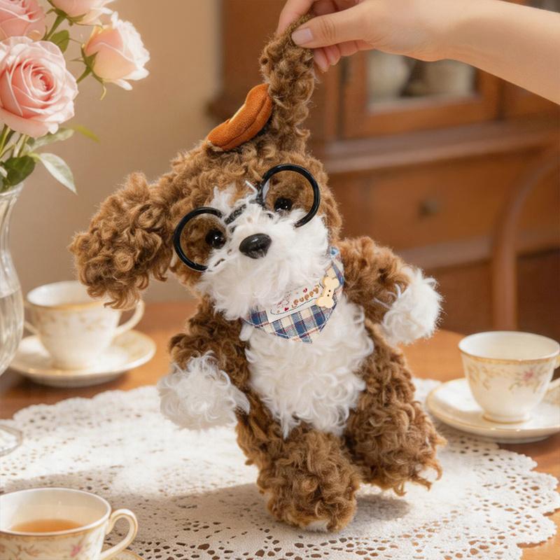 1Pc 23cm Lovely Curly Hair Dog Plush Toys Kawaii Puppy Wears Glasses Poodle Plushie Dolls Adorable Gift for Baby Kids