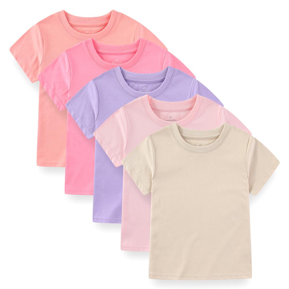 KIDDIEZOOM 5 Pcs Fashionable and Comfortable Short Sleeved T-shirt for Infants and Young Children, Boys and Girls, 100% Pure Cotton Newborn Clothing