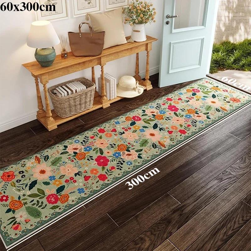 Tappeto per Corridoio Passerella Tappeto Lungo Lavabile in Macchina Pieghevole Antiscivolo Tappetino per Pavimento Tappeti Fiore di Primavera Decorazione per la Casa per Soggiorno