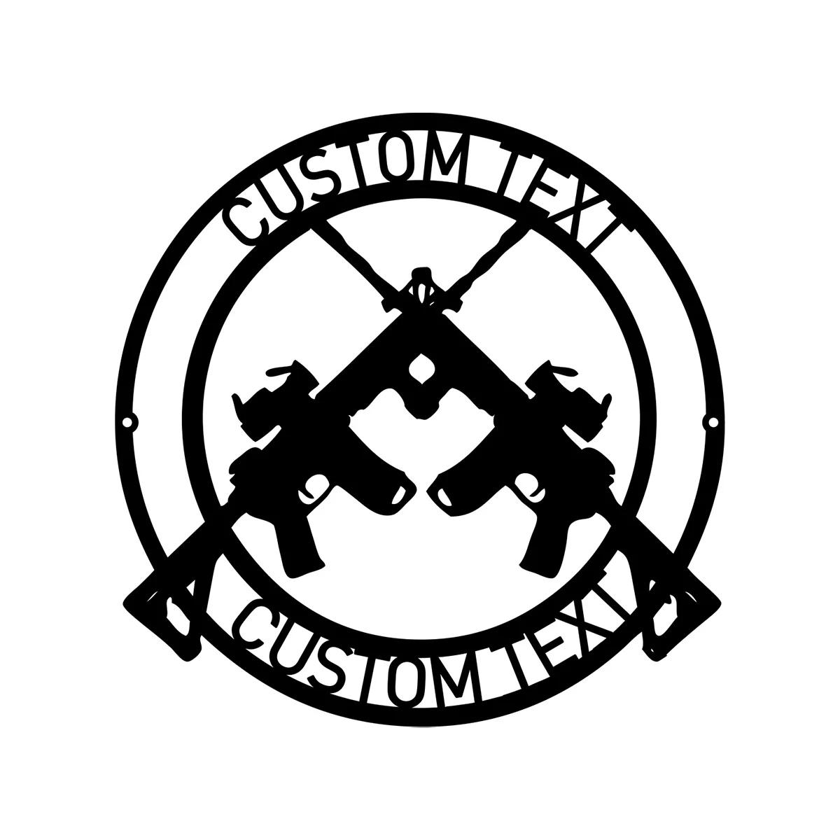 

Custom Metal Wall Art Personalized Submachine Gun Sign Rustic Farmhouse Decor чорний