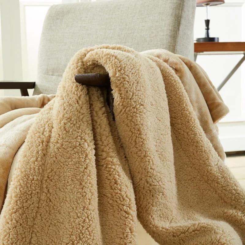 Wool Throw Blanket Keep Warm Winter Bed Blankets Double Sided Queen Duvet Cover Camping Double Bed Cover Bedspread On The Bed