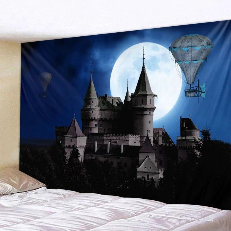 Galaxy Night Sky Tapestry Moon Night Starry Sky Scenery Tapestry Bohemian Psychedelic Home Living Room Bedroom Decoration