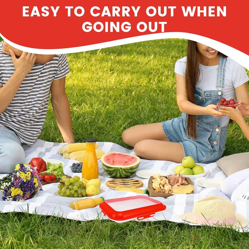 2Pcs Food Preservation Trays, Food Storage Container with Reversible Stretch Lid, Vacuum Food Storage Trays, Stackable Food Fresh Storage Tray,