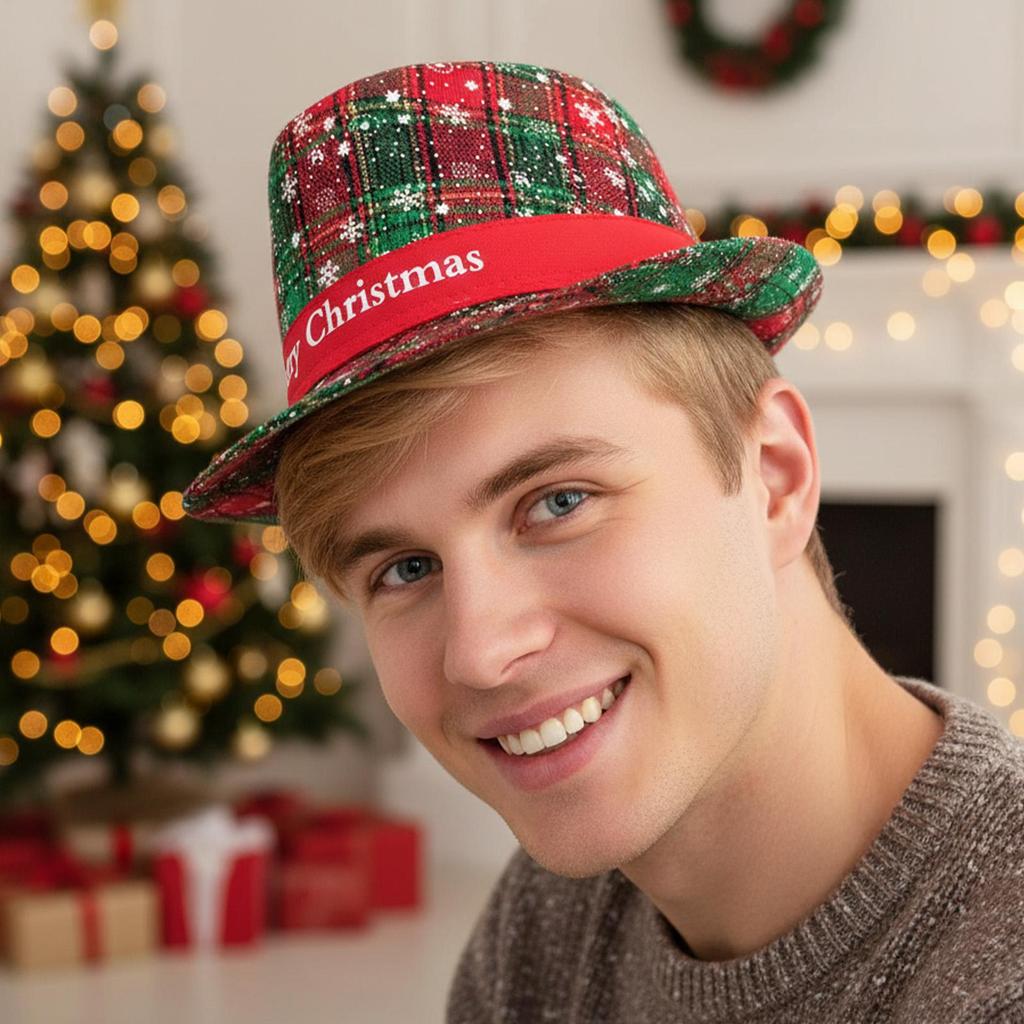 Christmas Fedora Hats Adults Classic Breathable Festive Snowflake Pattern Headwear Soft Christmas Fedora Hat For Family Men
