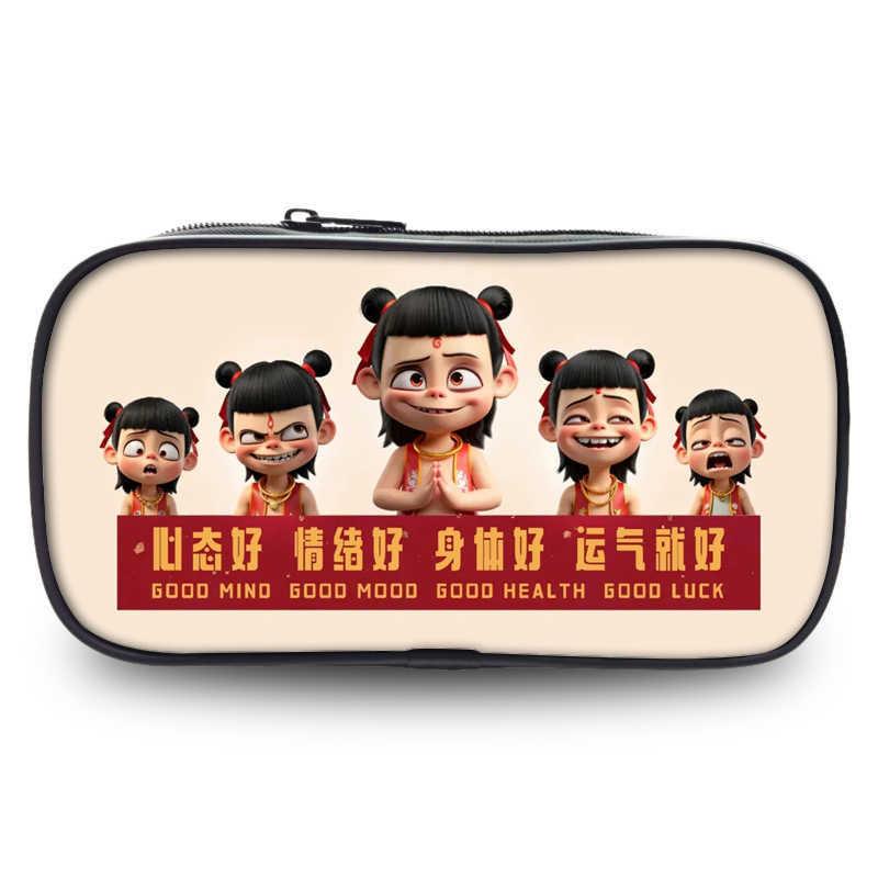 

Nezha Student Pencil Case Cartoon Print Oxford Material Kids Teens Style 1