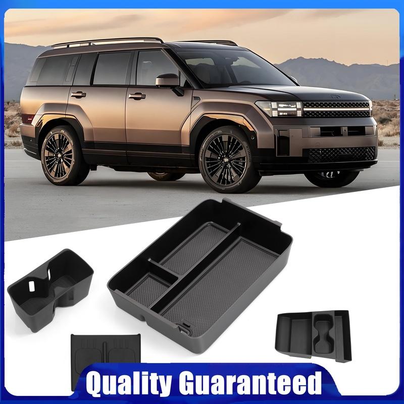 Storage Box Cup Holder Anti Dirt Pad Car Interior Accessories Organizer Tidying For Hyundai Santa Fe 2024 2025 2026 Black