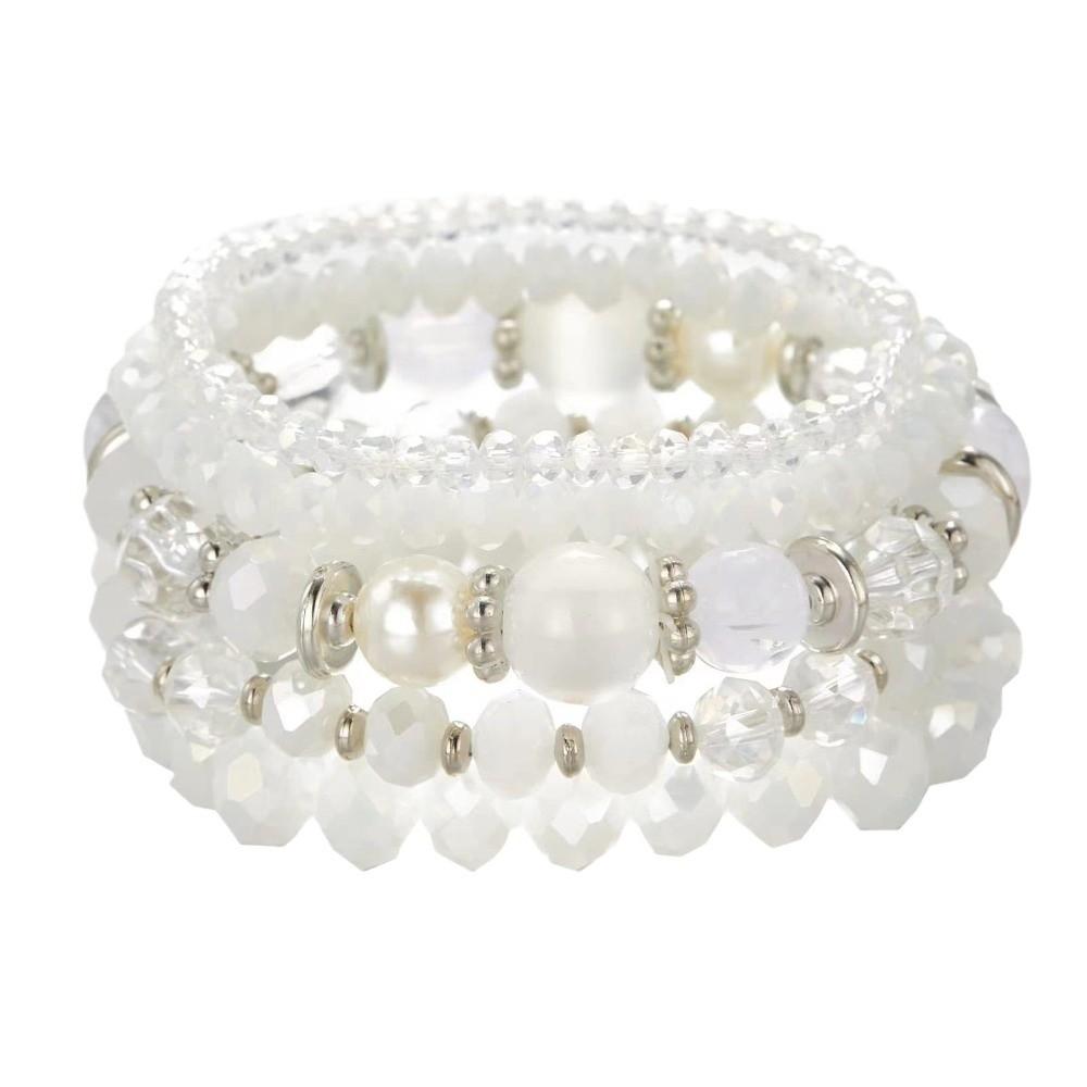 Glass Bead Layered Bracelet Faceted Multi-Strand Bracelet Retro Stackable Bracelet Vacation