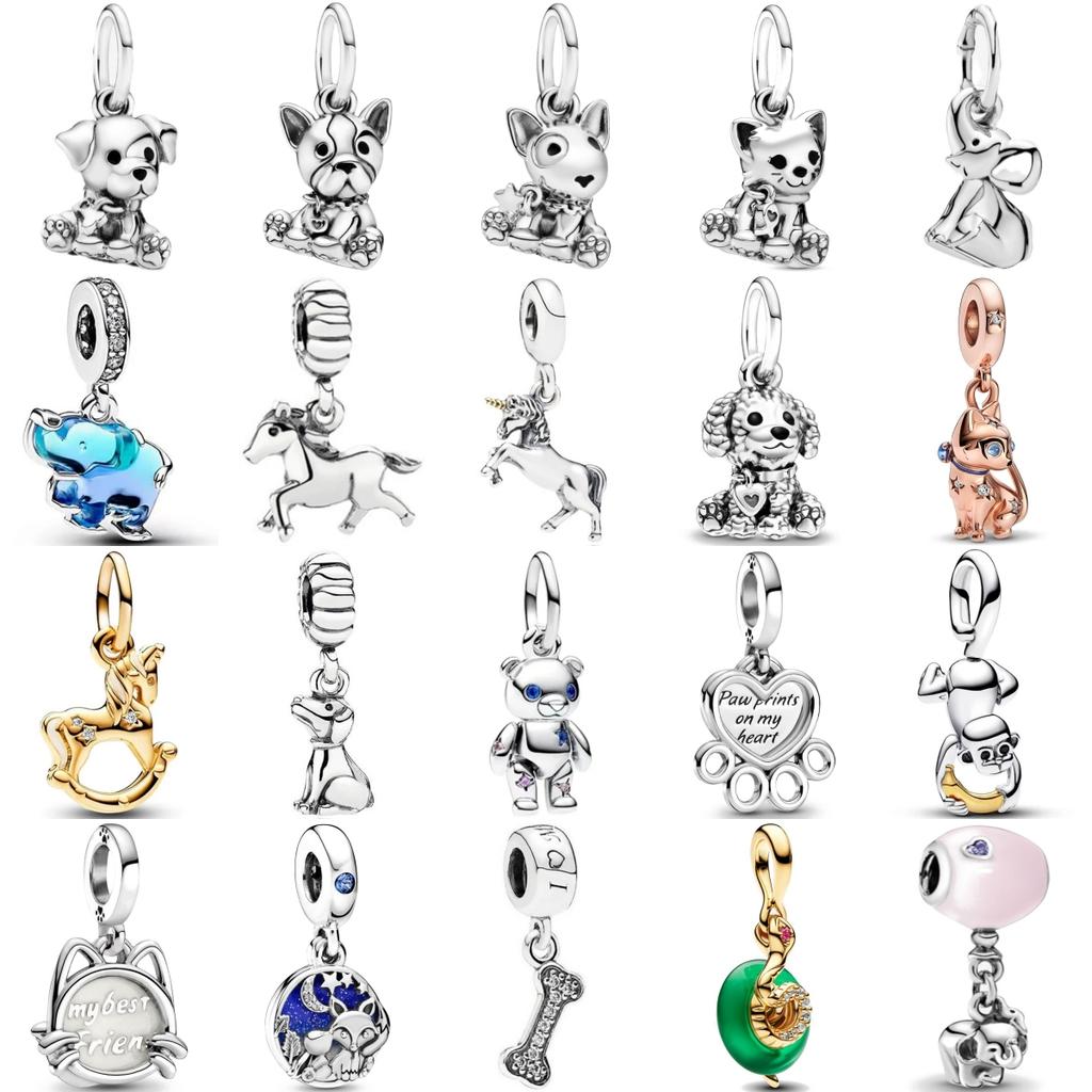925 Silver Heart Charms Horse Elephant Cat Monkey Pendant DIY Jewelry Making For Women Gift Fashion Accessories