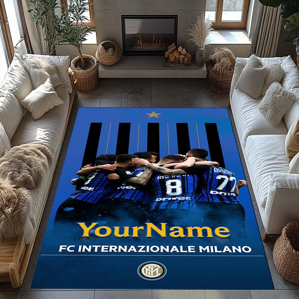 Inter Milan Personalized Name Carpet Perfect for Entryway Study room Foyer Hallway Antislip Carpet Anime Office Decor Perfect Gift for Friends & Famil