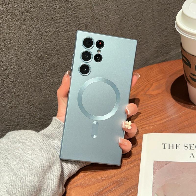 Suitable for Samsung S25ultra Phone Case Magnetic Suction S24plus Full Inclusive S23FE Matte S22u Lens Film Soft Case