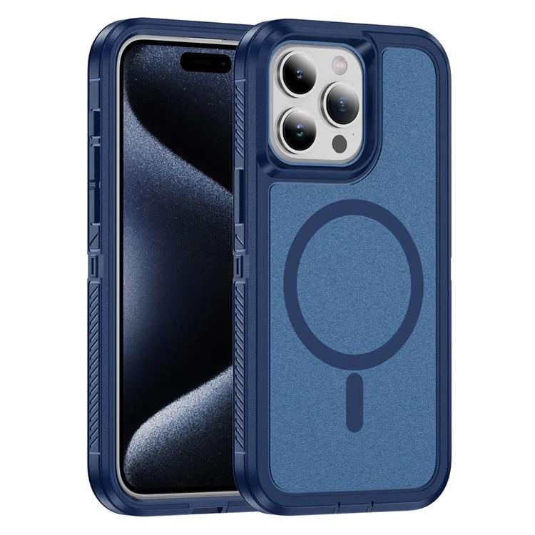 

For iPhone 15 Pro Max Case Matte TPU+PC Back Phone Cover Compatible with MagSafe