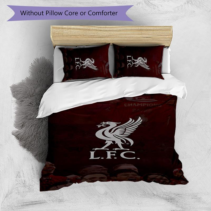 3 pièces L-Liverpool (6) Ensemble de housses de couette - Literie imprimée HD avec 1 housse et 2 taies d'oreiller - Parfait pour la décoration de la maison et des dortoirs